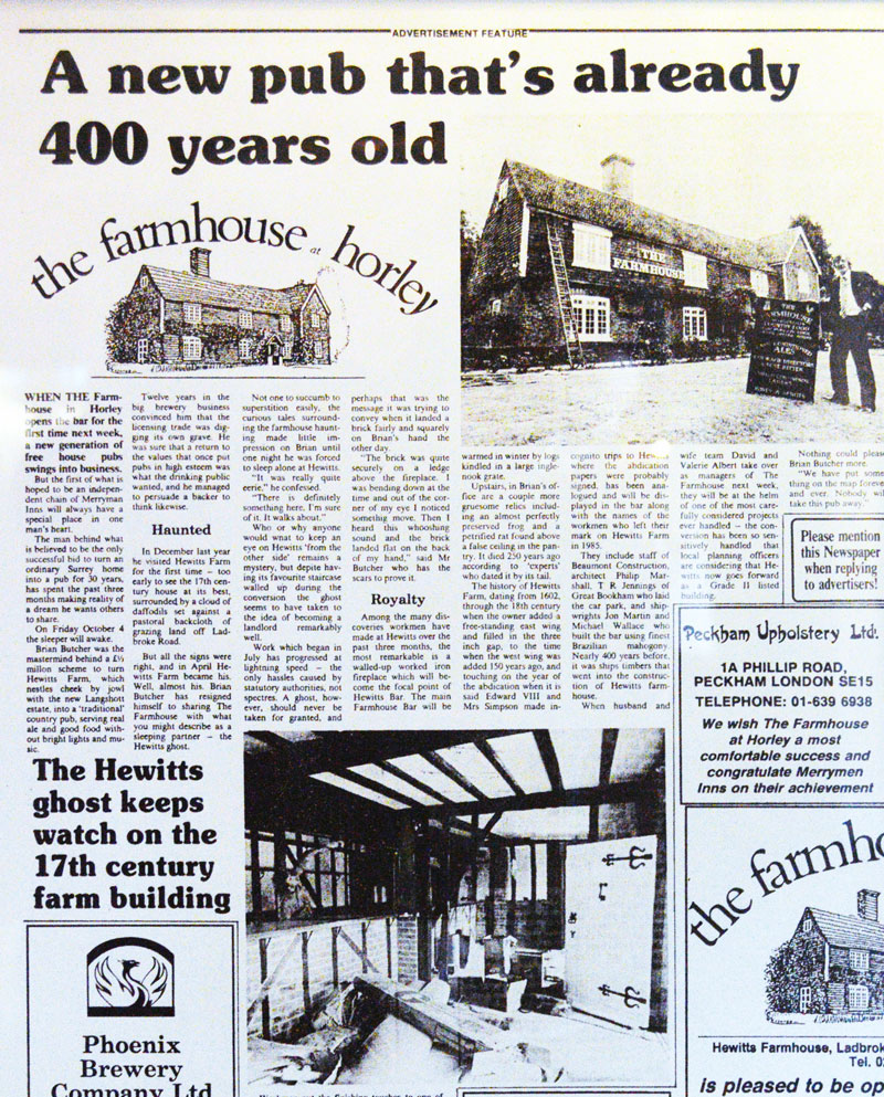 History Heritage The Farmhouse Pub Horley